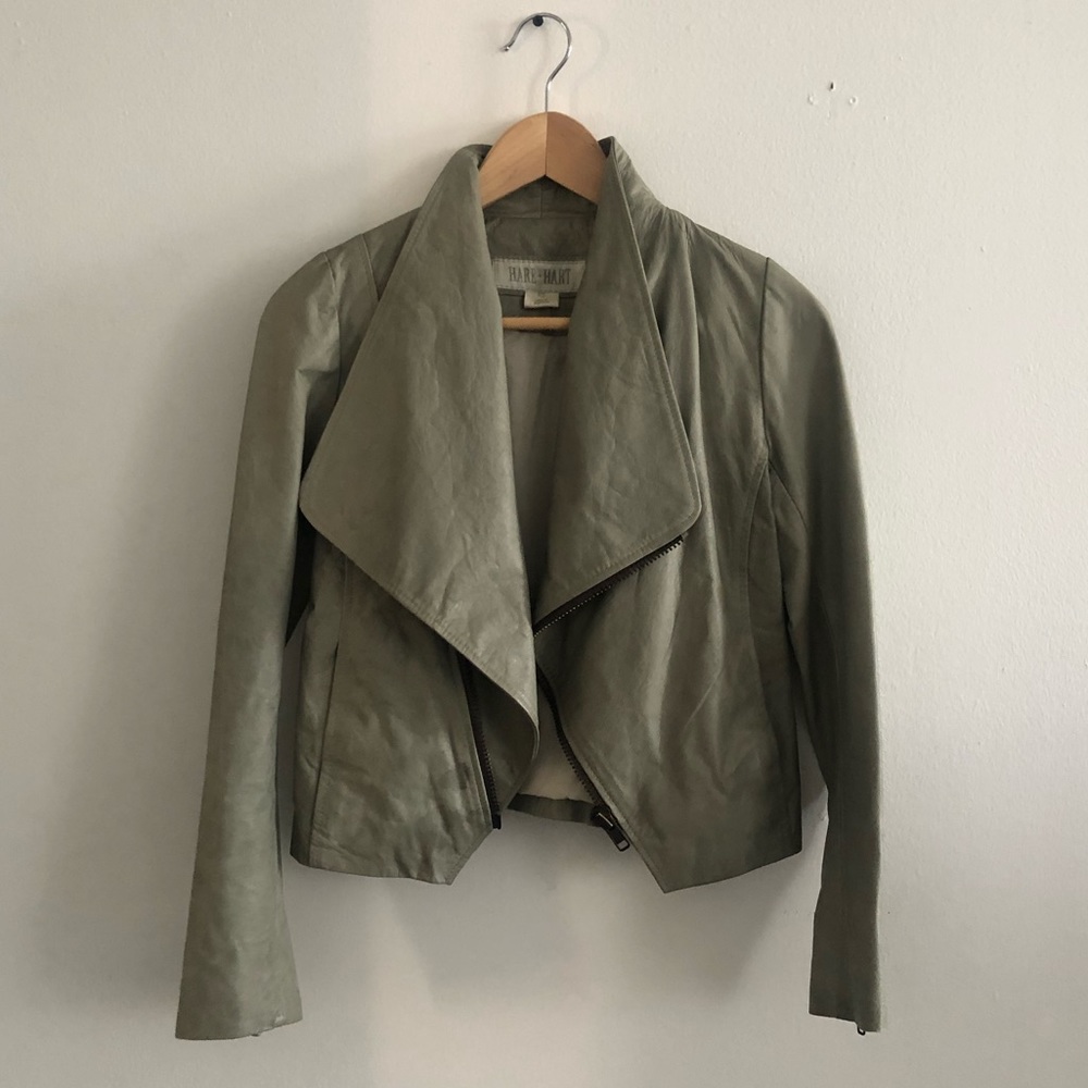 Hare and Heart grey leather jacket
